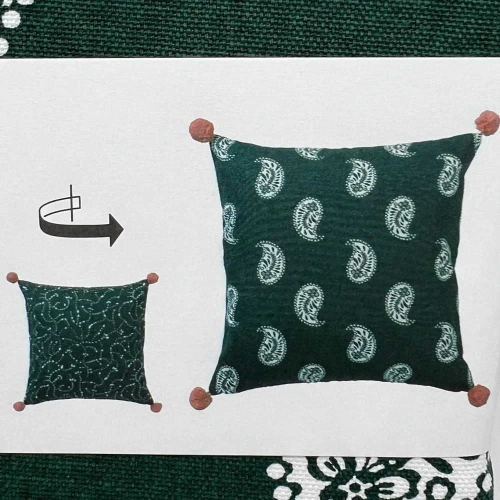 IKEA AROMATISK Green Leaf & Paisley Pillow Cover 20